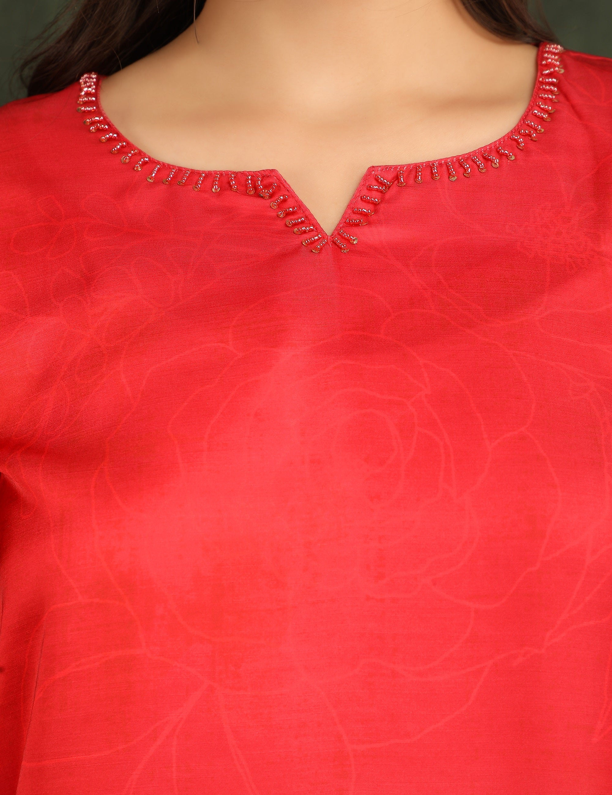 Women Floral Printed Regular Thread Work Kurta with Trousers & With Dupatta